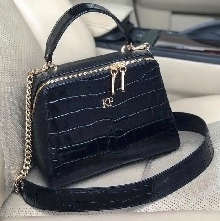 Leather Top Handle Bag, Black Leather Handbag Top Handle, Women's Leather Bag KF-3105 - Image 8