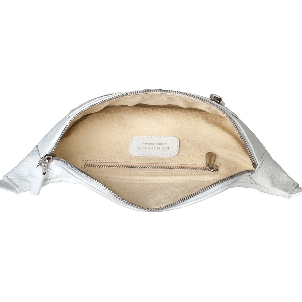 Leather women's Banana bag, White Leather Banana bag, Women's Bananka bag, Leather belt Bananka bag KF-3480 - Image 4