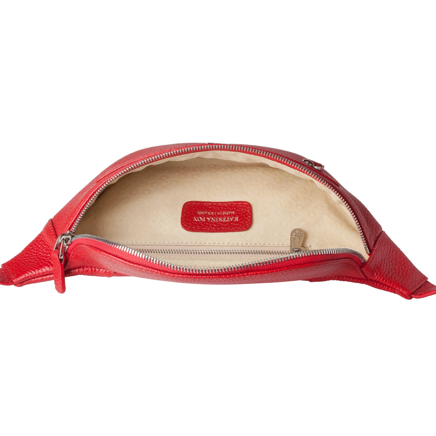 Leather women's Banana bag, Red Leather Banana bag, Women's Bananka bag, Leather belt Bananka bag KF-3447 - Image 4