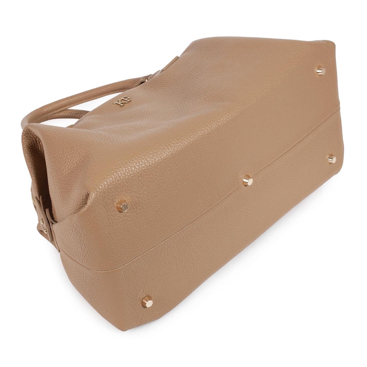 Leather Top Handle Bag, Dark beige Leather Handbag Top Handle, Women's Leather Bag KF-600 - Image 5