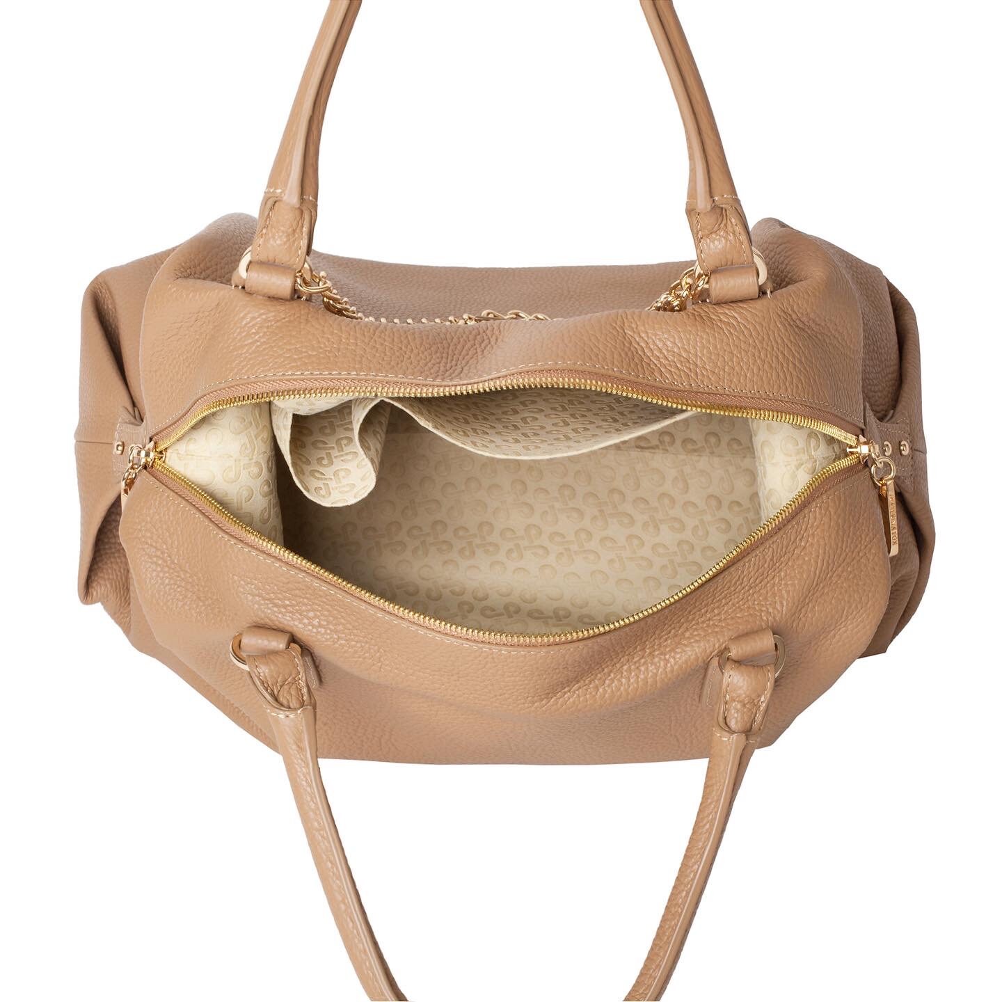 Leather Top Handle Bag, Dark beige Leather Handbag Top Handle, Women's Leather Bag KF-600 - Image 4