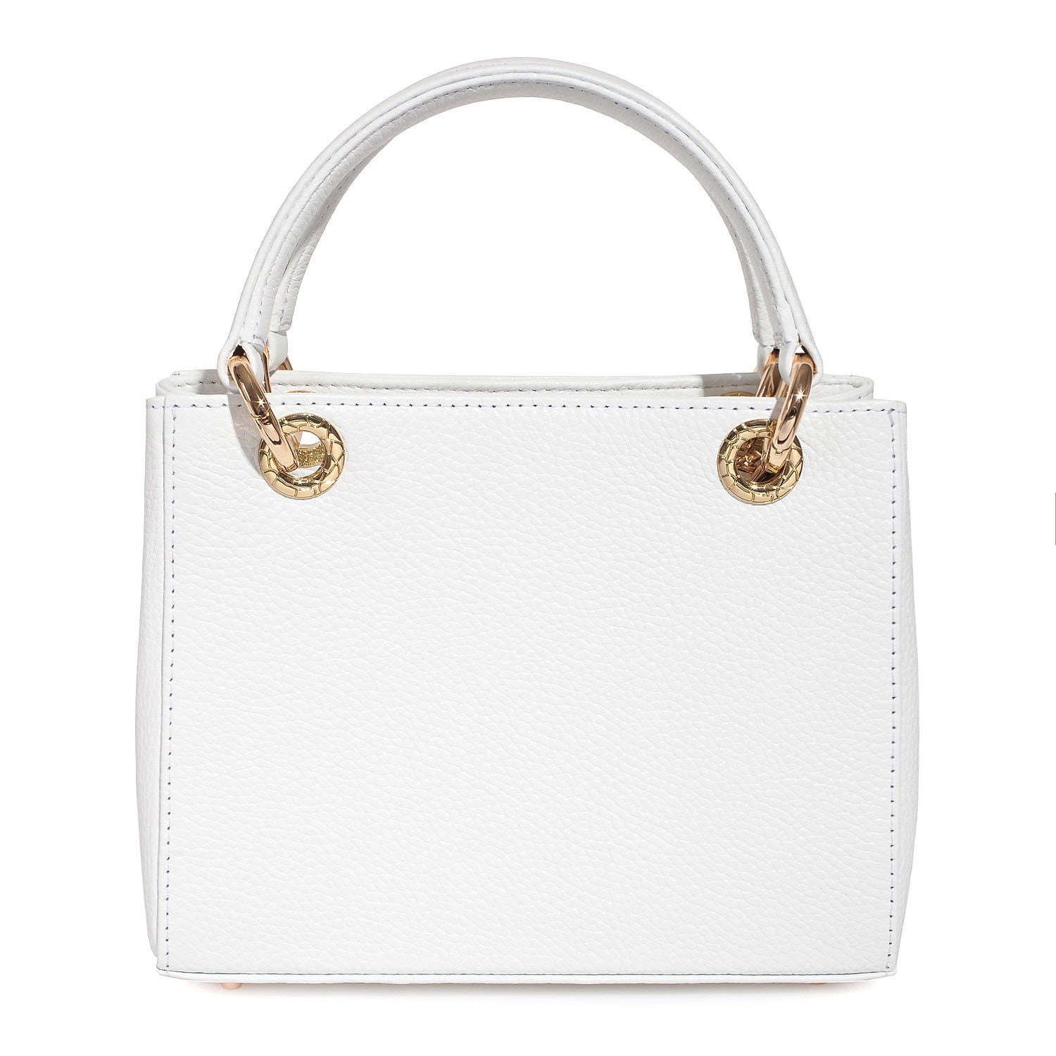 Leather Top Handle Bag, White Leather Handbag Top Handle, Women's Leather Bag KF-3661 - Image 4