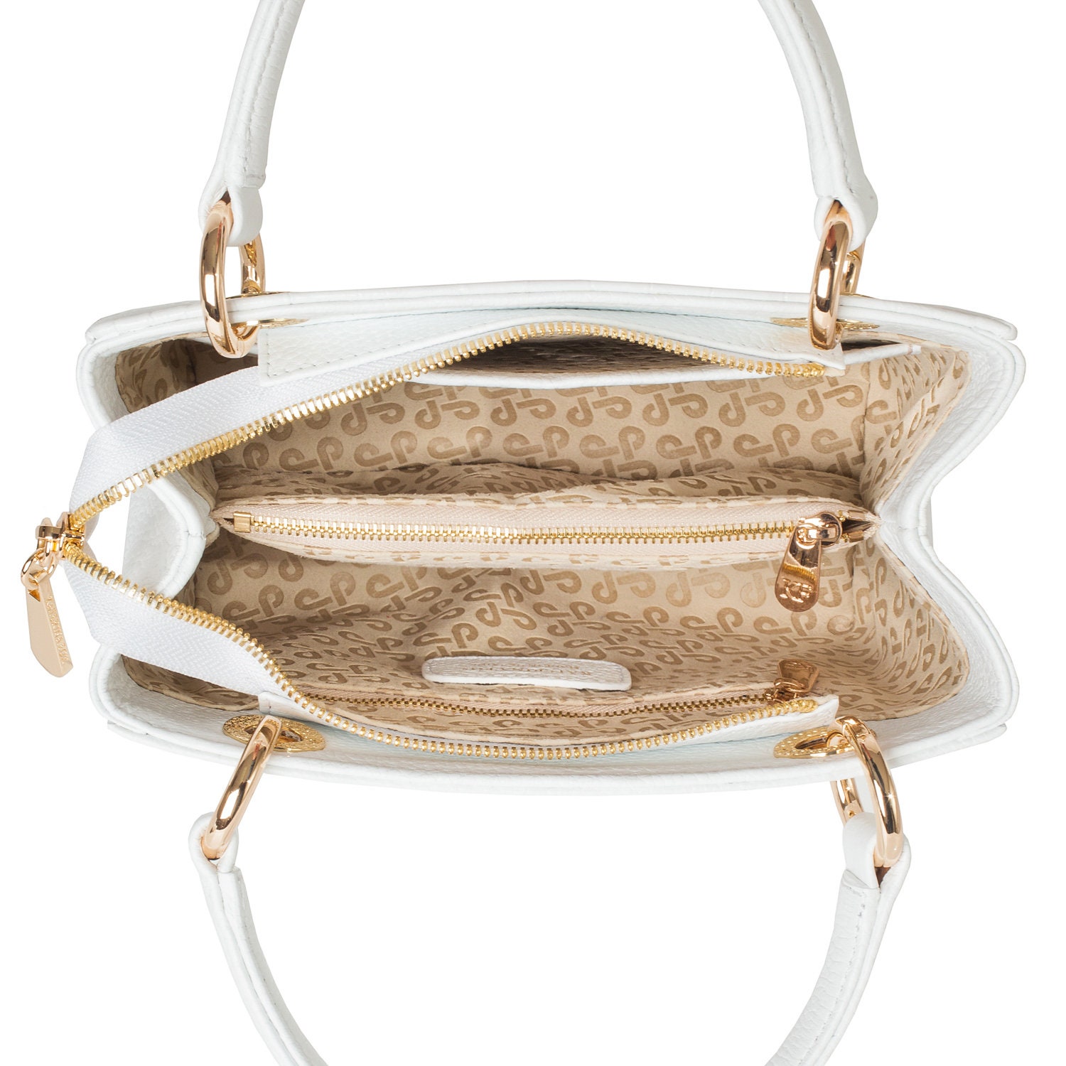 Leather Top Handle Bag, White Leather Handbag Top Handle, Women's Leather Bag KF-3661 - Image 5
