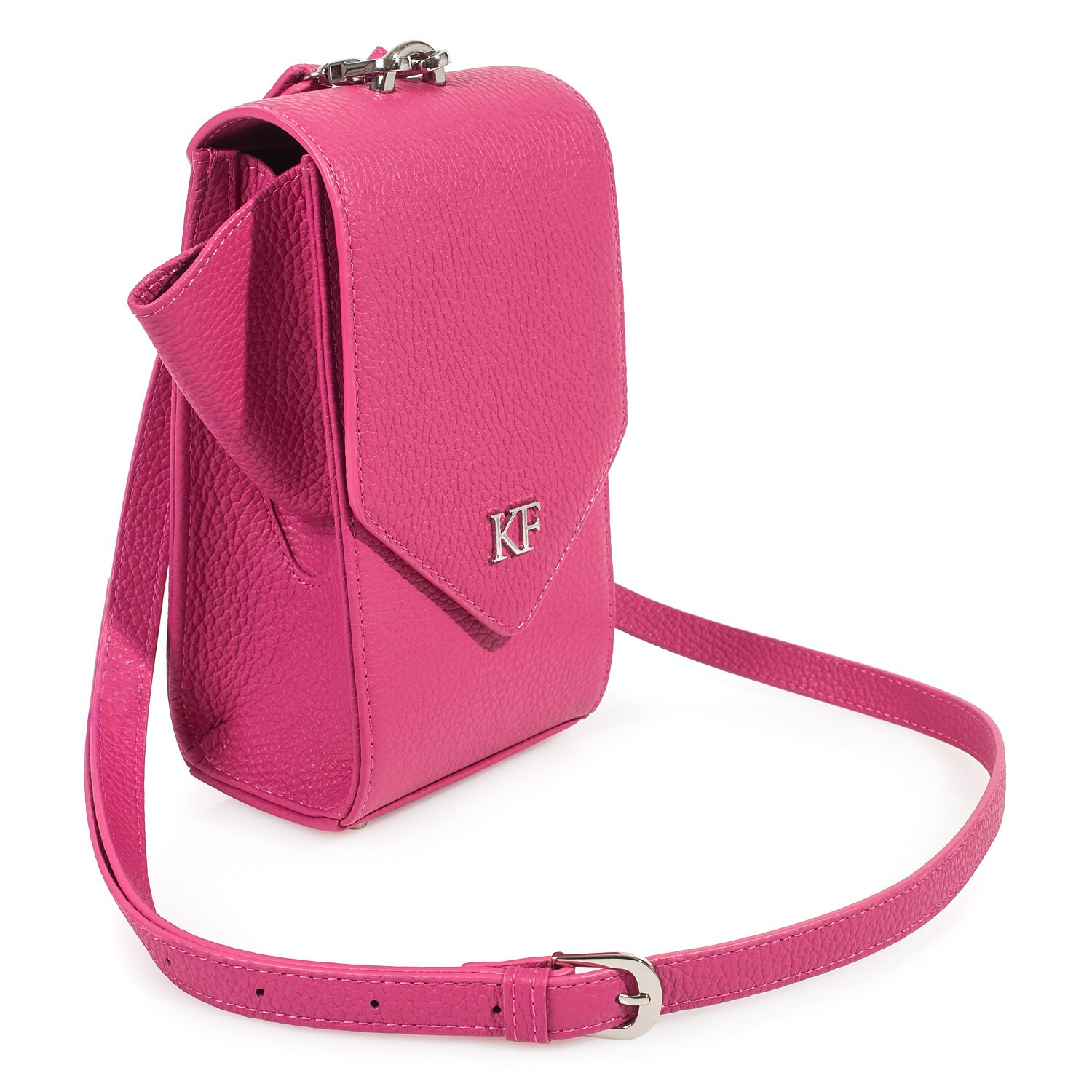 Leather Cross body Bag, Fuchsia Leather Shoulder Bag, Women's Leather Crossbody Bag, Leather bag KF-3613 - Image 2