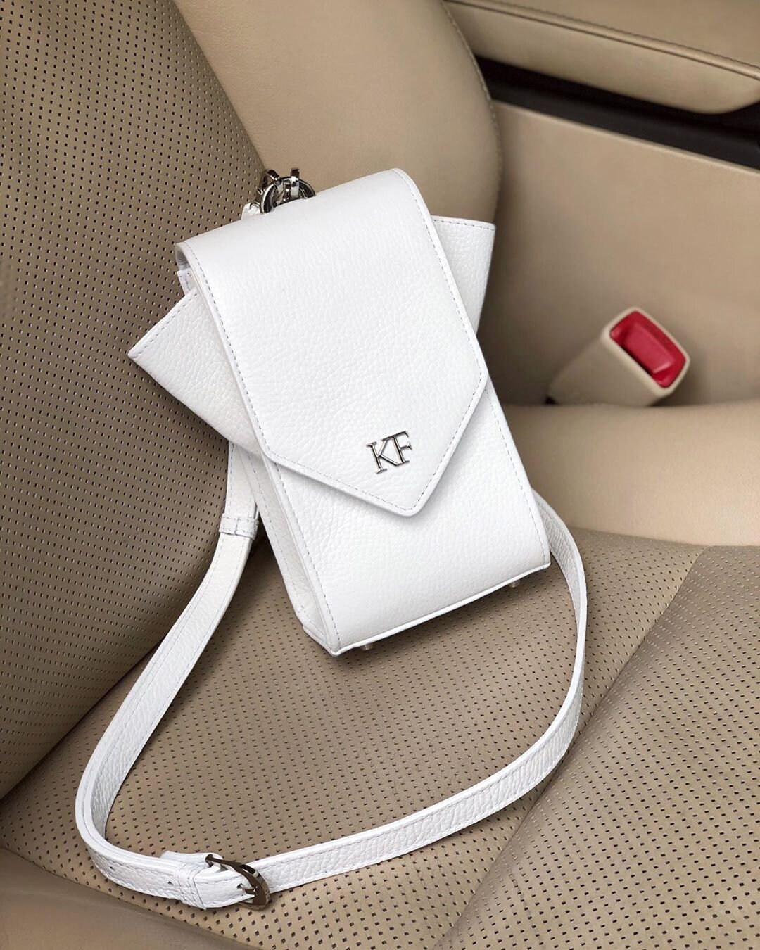 Leather Cross body Bag, White Leather Shoulder Bag, Women's Leather Crossbody Bag, Leather bag KF-3632 - Image 7