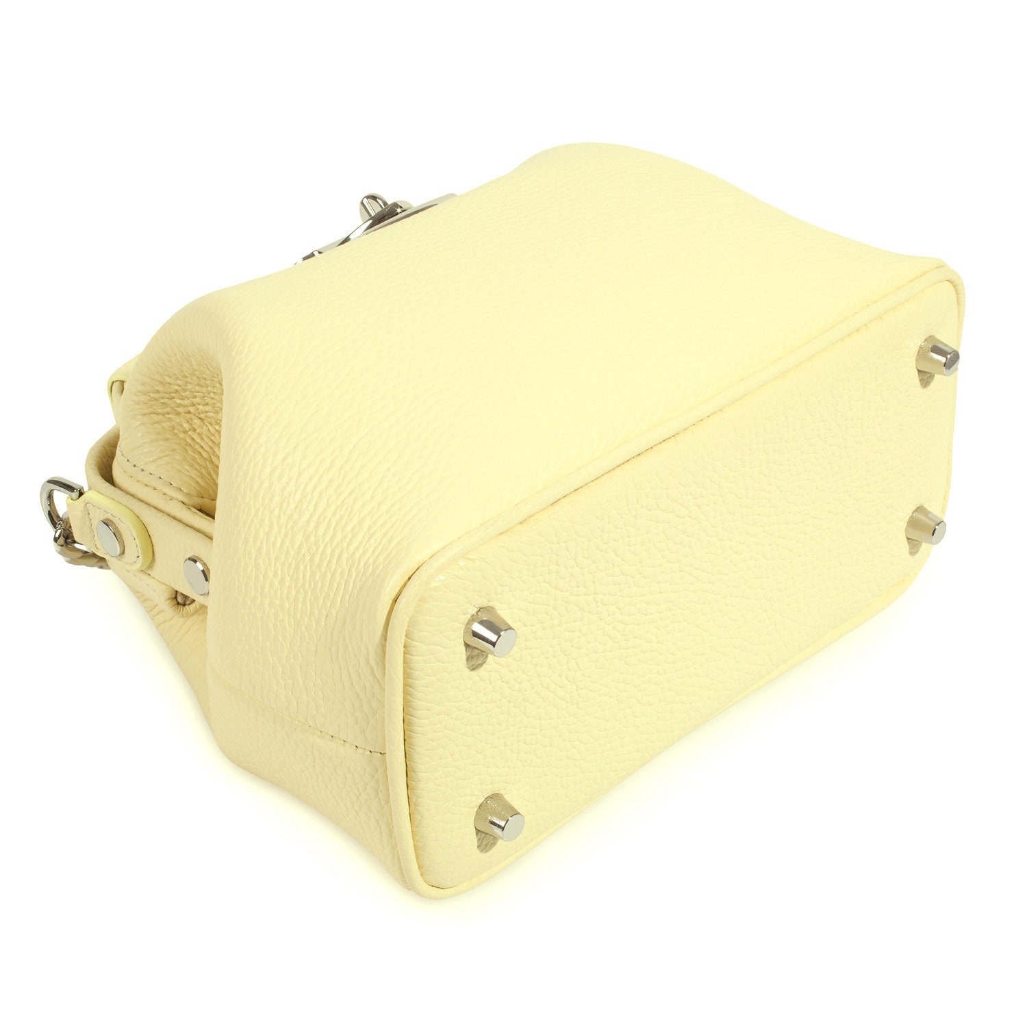Leather doctor bag for women, Yellow (lemon) Leather Shoulder Bag, Women's Leather doctor bag, Leather bag KF-3658 - Image 7