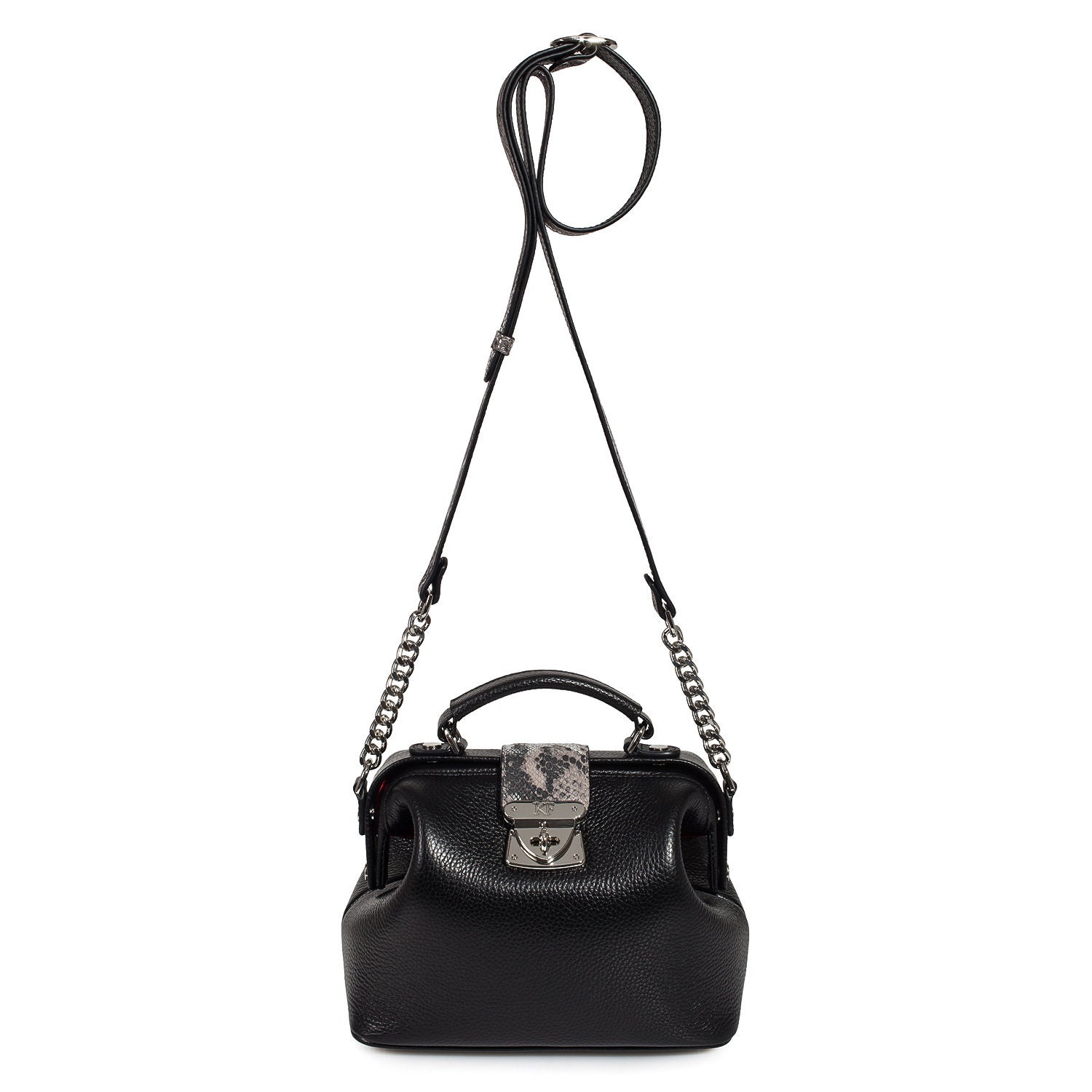 Leather doctor bag for women, Black Leather Shoulder Bag, Women's Leather doctor bag, Leather bag KF-3169 - Image 3