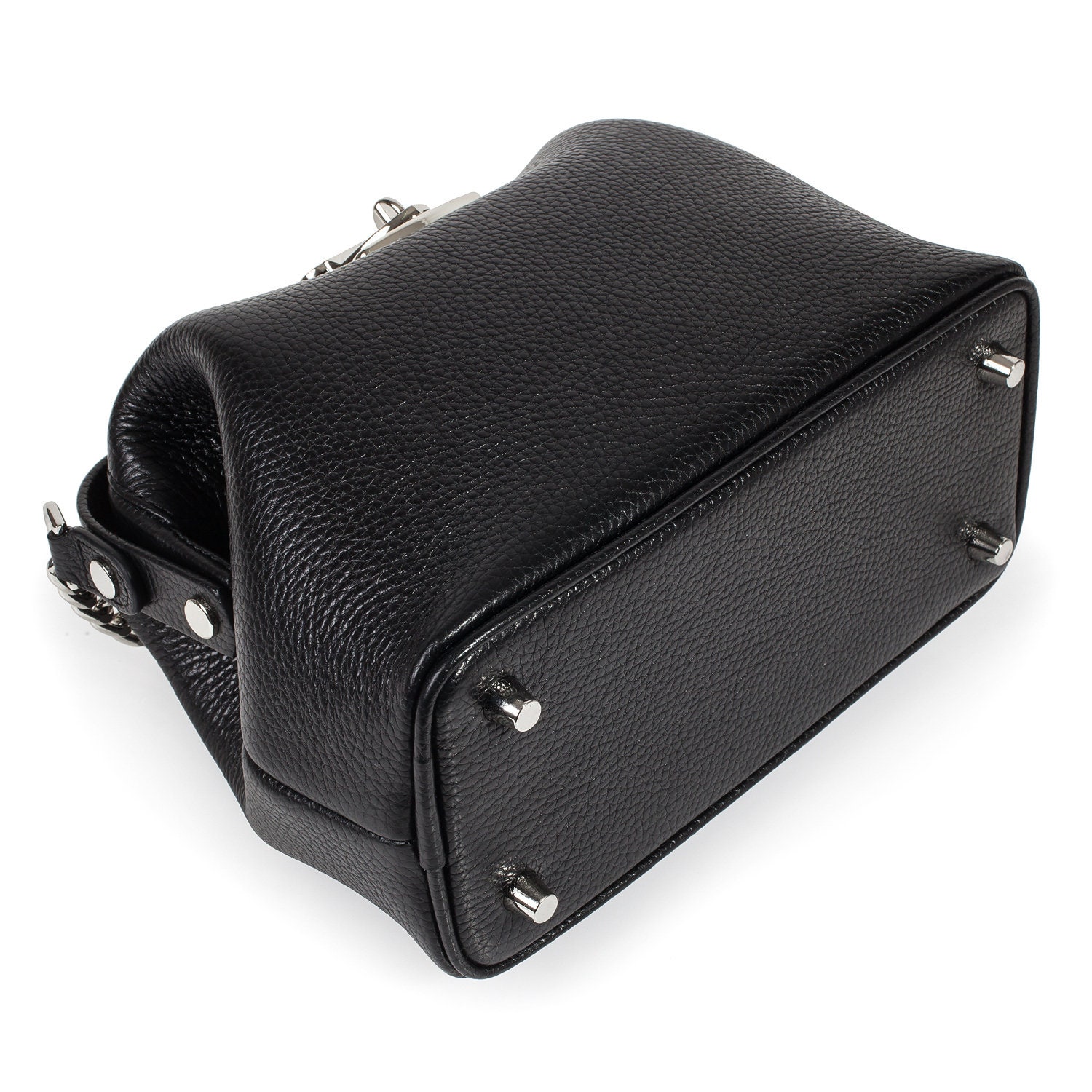 Leather doctor bag for women, Black Leather Shoulder Bag, Women's Leather doctor bag, Leather bag KF-3169 - Image 6