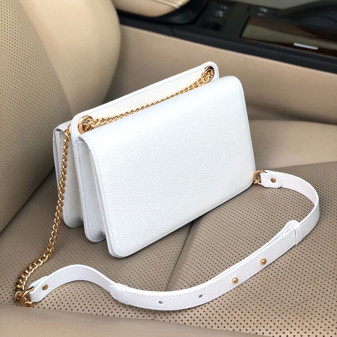 Leather Bag on a chain, White Leather Bag, Women's Leather Bag KF-3538 - Image 8
