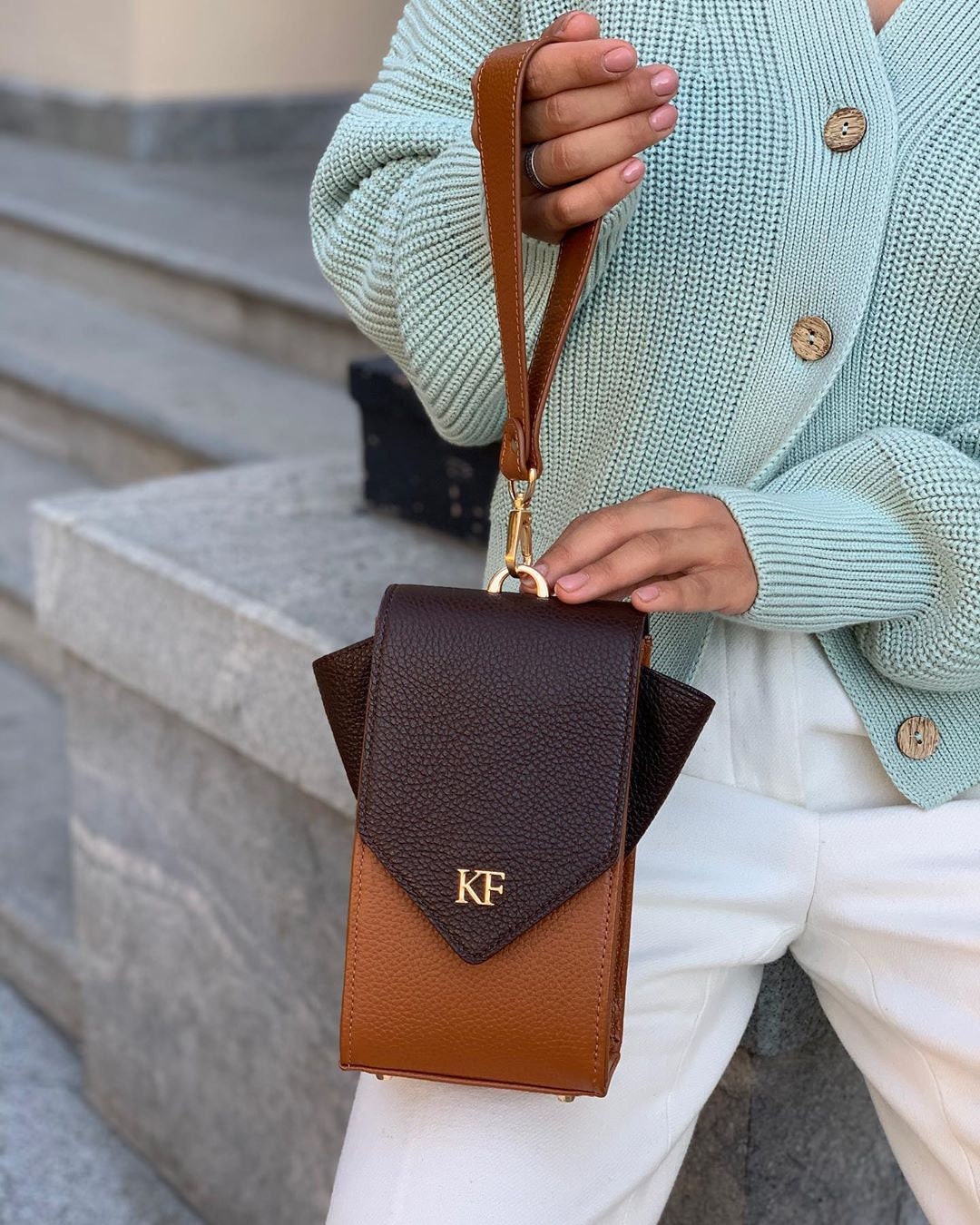 Leather Cross body Bag, Ginger Leather Shoulder Bag, Women's Leather Crossbody Bag, Leather bag KF-3666 - Image 8