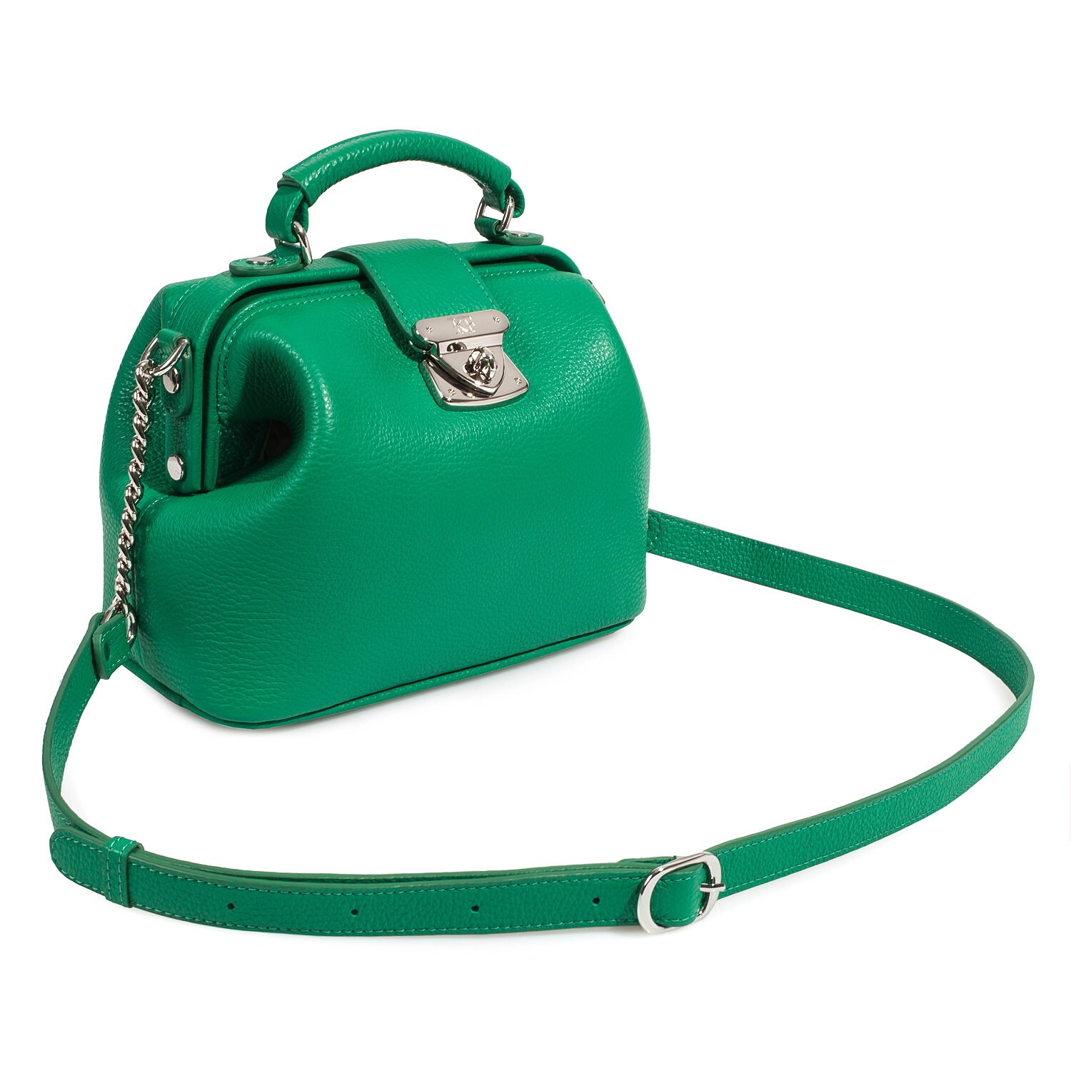 Leather doctor bag for women, Green Leather Shoulder Bag, Women's Leather doctor bag, Leather bag KF-4302 - Image 3