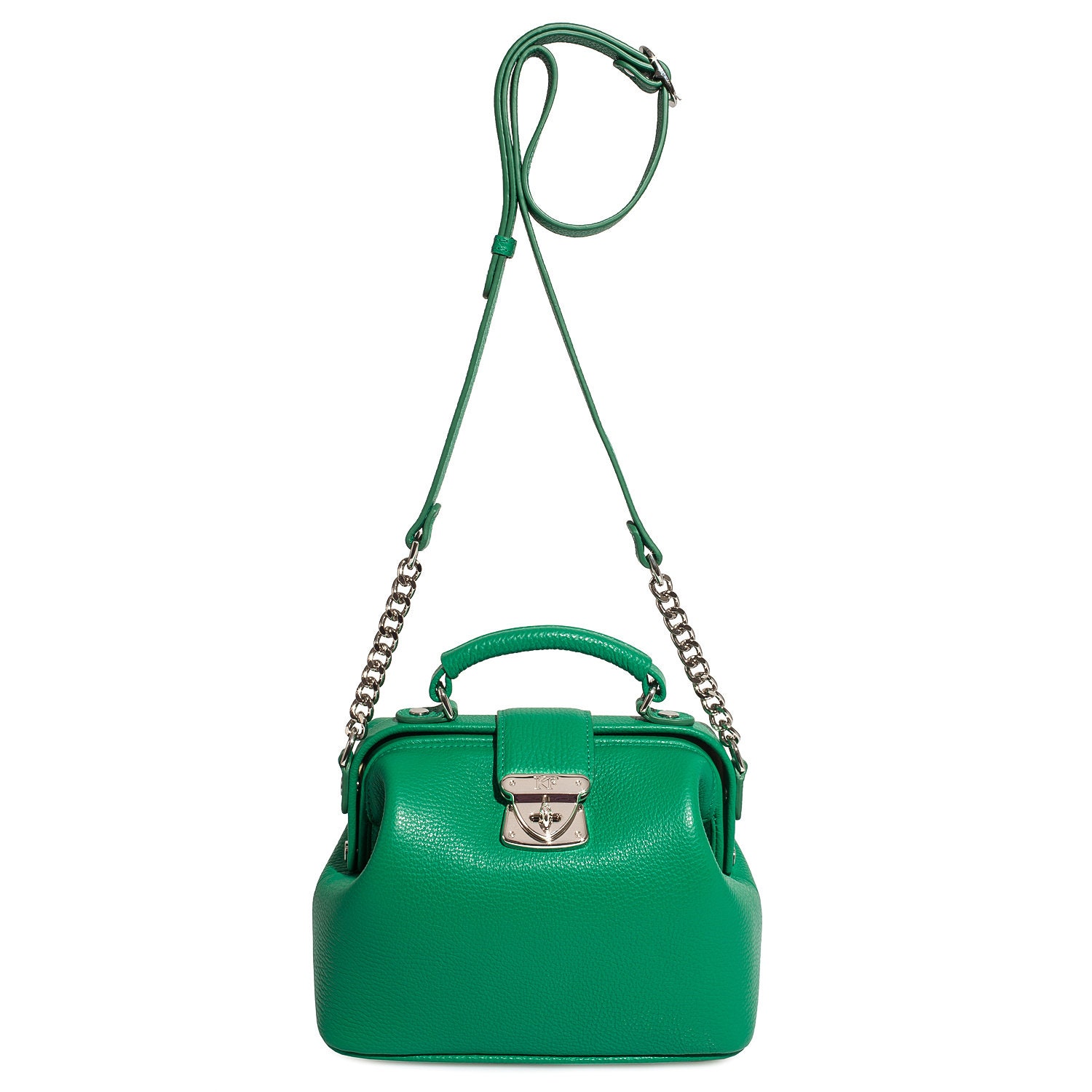 Leather doctor bag for women, Green Leather Shoulder Bag, Women's Leather doctor bag, Leather bag KF-4302 - Image 6