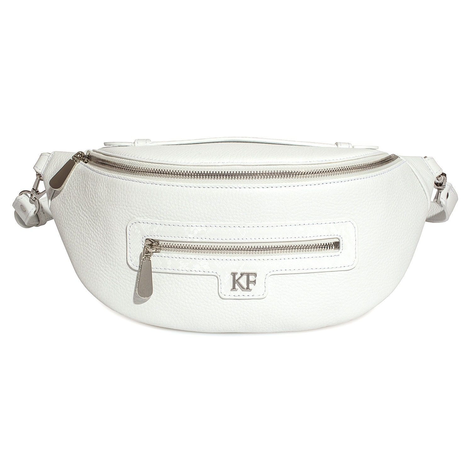 Leather women's Banana bag, White Leather Banana bag, Women's Banana bag, Leather belt Bananka bag KF-4202 - Image 4
