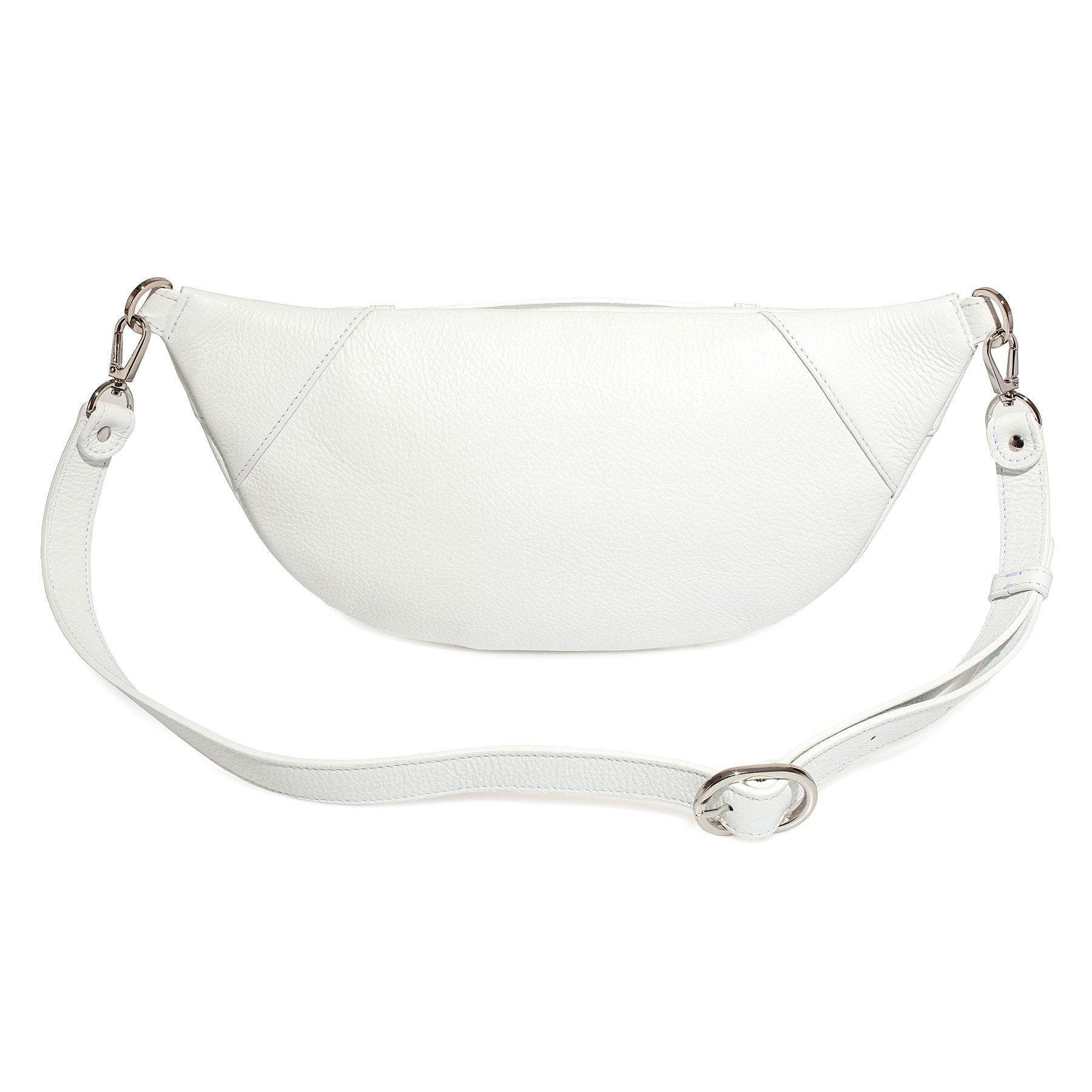 Leather women's Banana bag, White Leather Banana bag, Women's Banana bag, Leather belt Bananka bag KF-4202 - Image 6