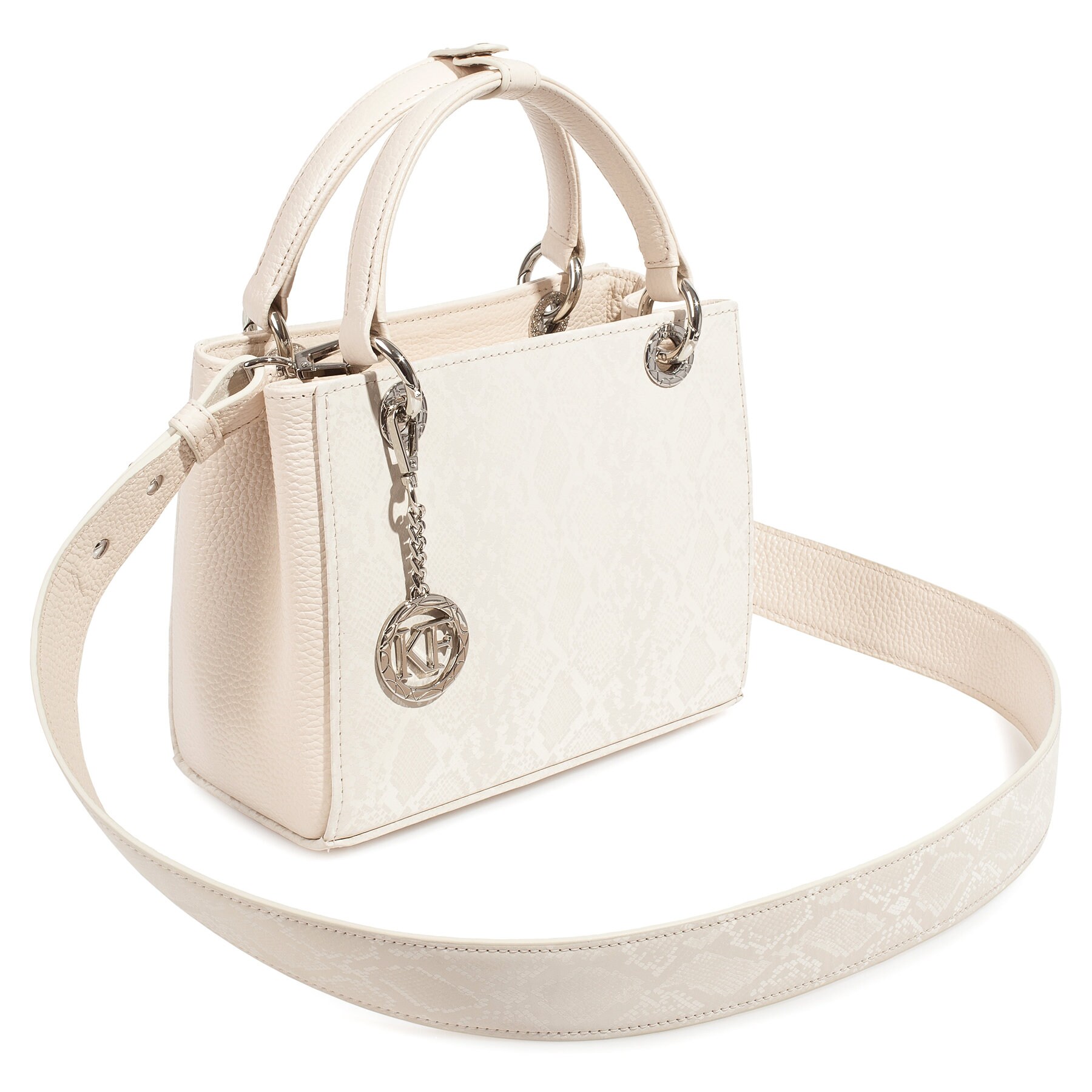Leather Top Handle Bag, Light beige Leather Handbag Top Handle, Women's Leather Bag KF-4301 - Image 5
