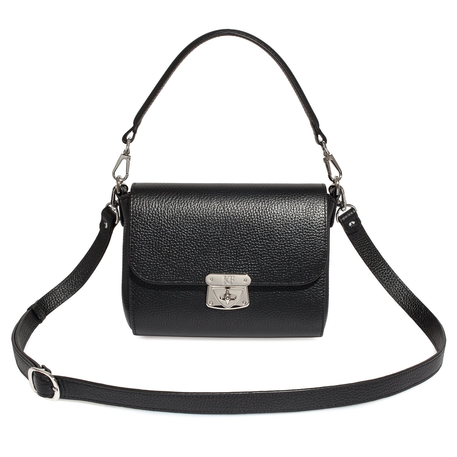 Leather Top Handle Bag, Leather Crossbody Bag, Black Leather Shoulder Bag, Women's Leather Cross body Bag, Leather bag KF-4422