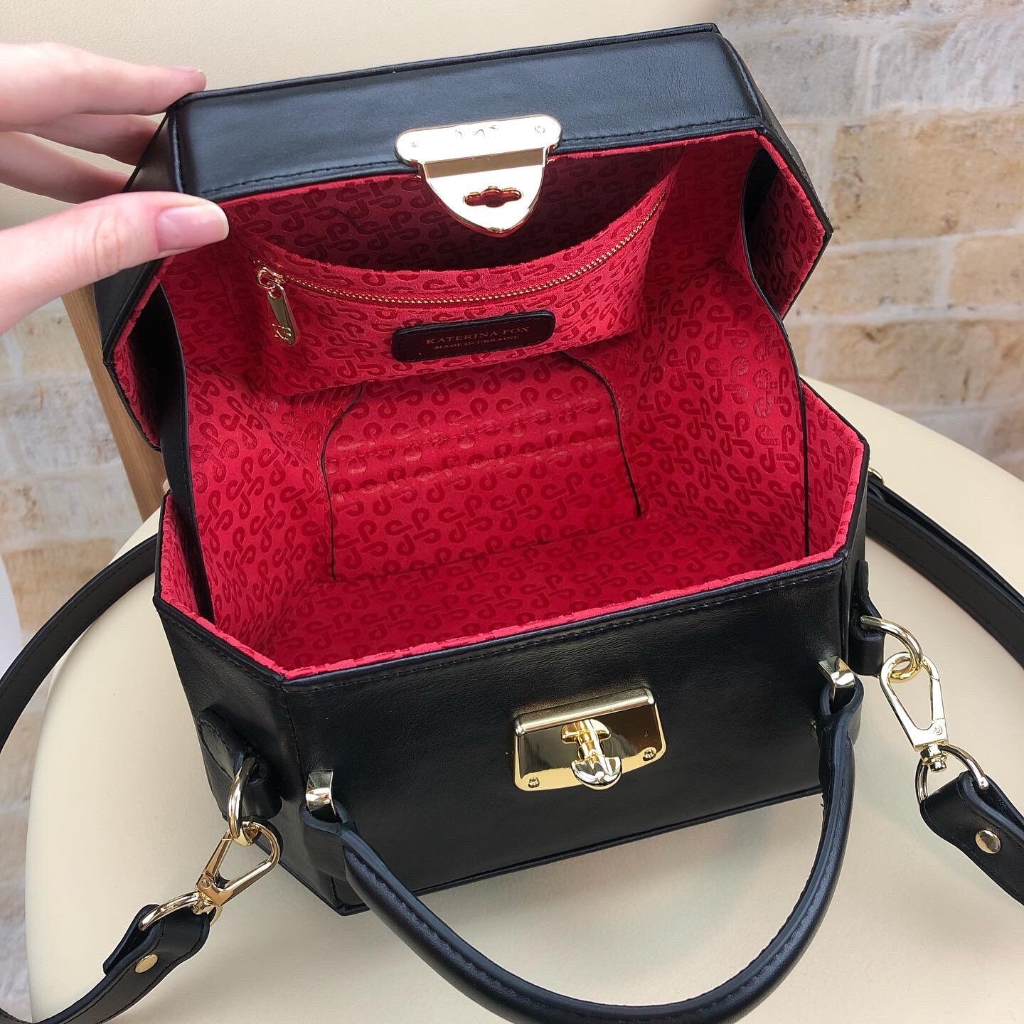 Leather Boxbag, Black Leather Box Bag, Women's Leather Boxbag, Leather bag KF-1763 - Image 2