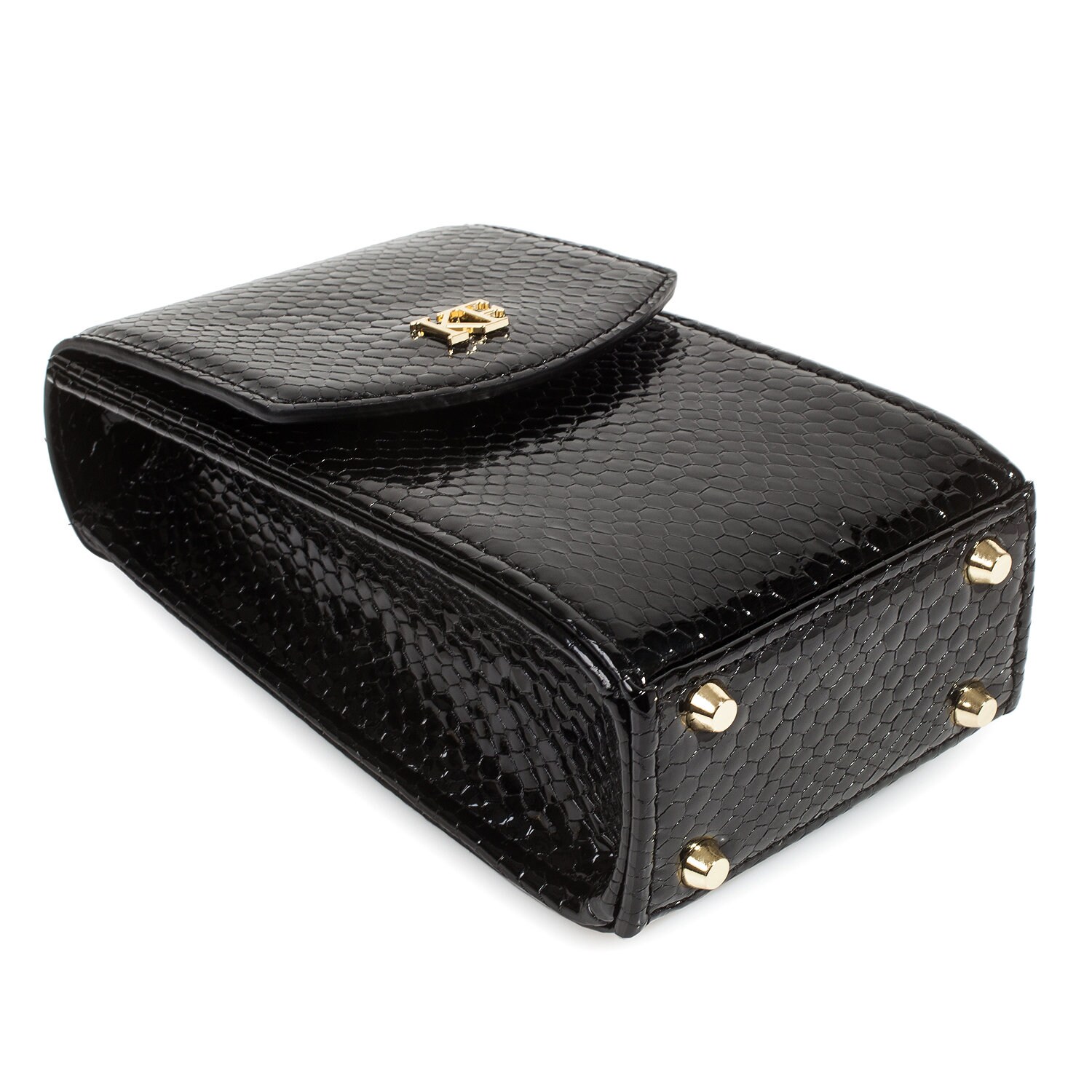 Leather Cross body Party Bag, Black Patent Leather Shoulder Bag, Women's Leather Crossbody Bag, Leather bag KF-4806 - Image 5