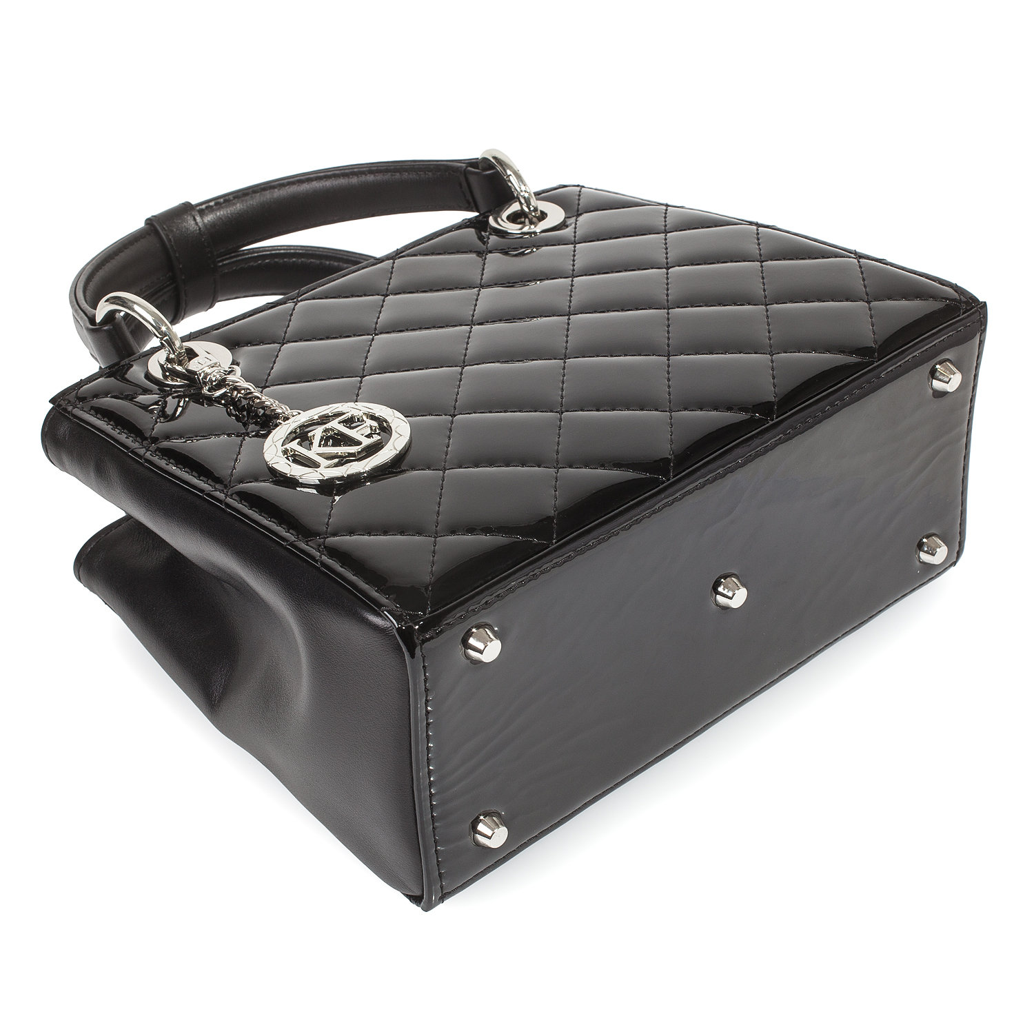 Leather Top Handle Bag, Black Patent Leather Handbag Top Handle, Women's Leather Bag KF-4657 - Image 5