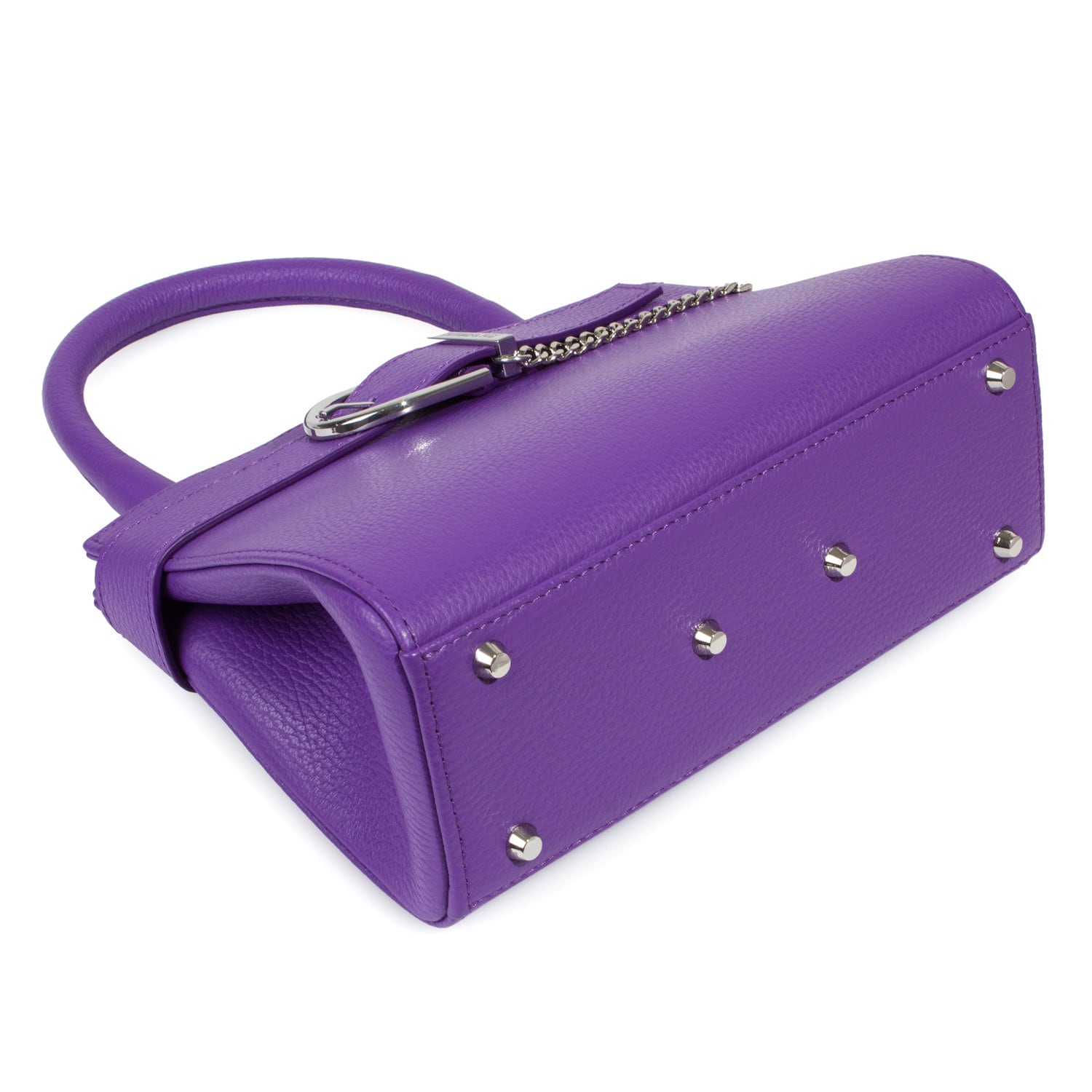 Leather Top Handle Bag, Purple Leather Handbag Top Handle, Women's Leather Bag KF-4961 - Image 4