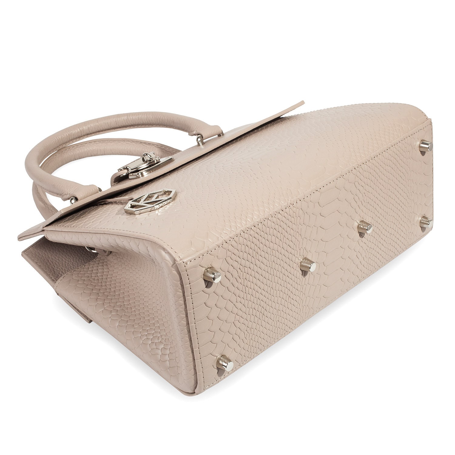 Leather Top Handle Bag, Latte Leather Handbag Top Handle, Women's Leather Bag KF-4998 - Image 3