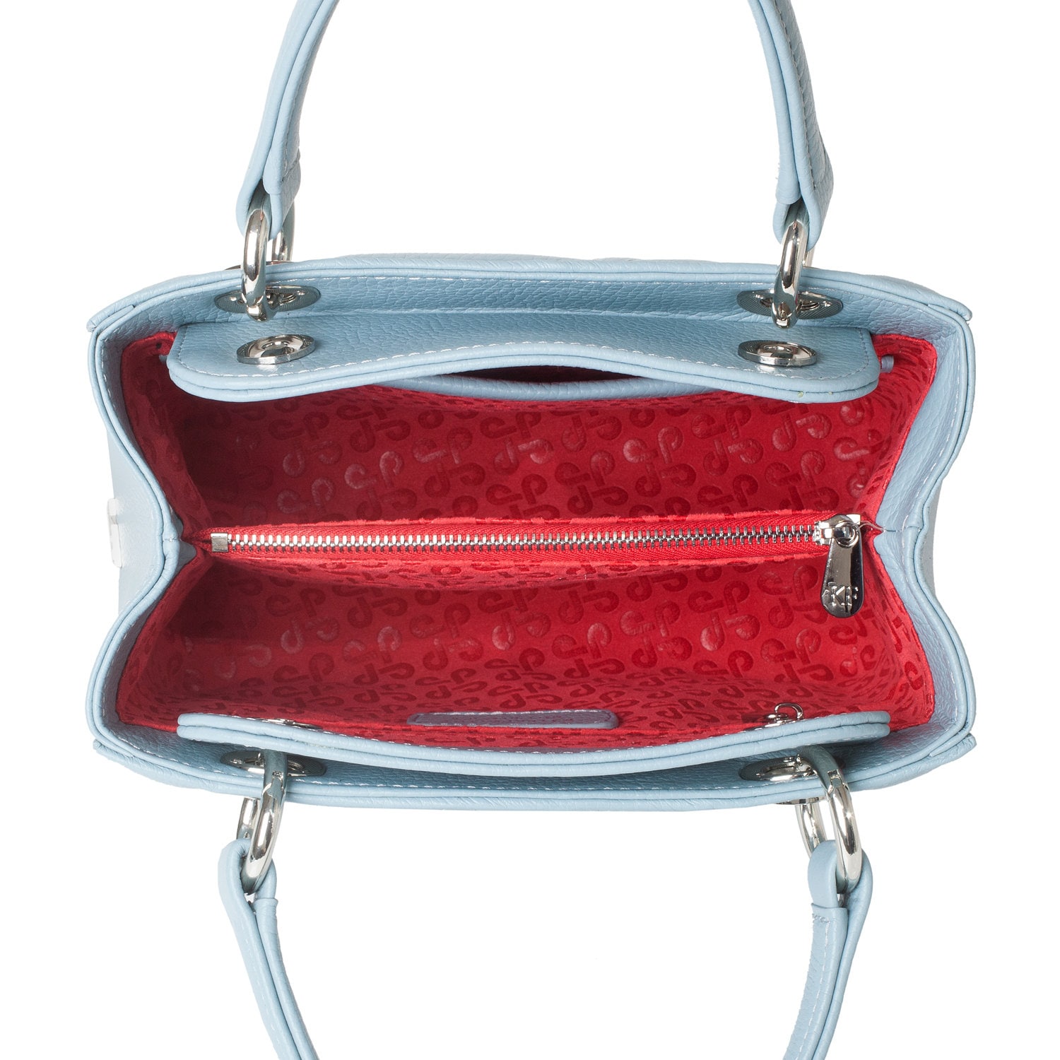 Leather Top Handle Bag, Light Blue Leather Handbag Top Handle, Women's Leather Bag KF-4917 - Image 5
