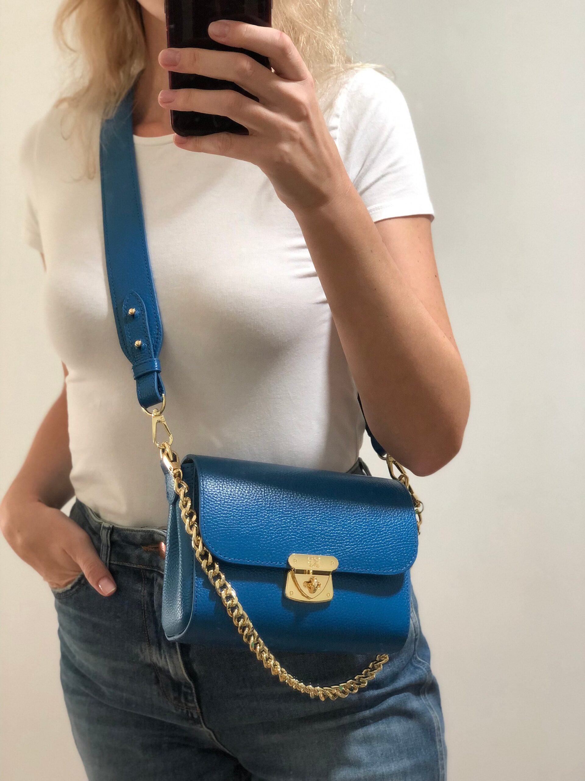 Leather Crossbody Bag, Light beige Leather Shoulder Bag, Women's Leather Cross body Bag, Leather bag KF-3740 - Image 6