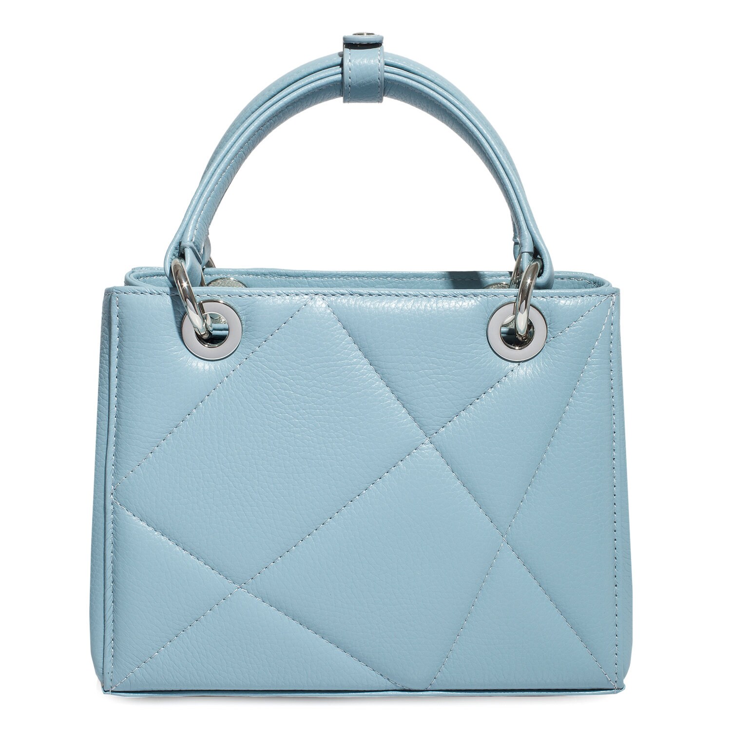 Leather Top Handle Bag, Light Blue Leather Handbag Top Handle, Women's Leather Bag KF-4917 - Image 6