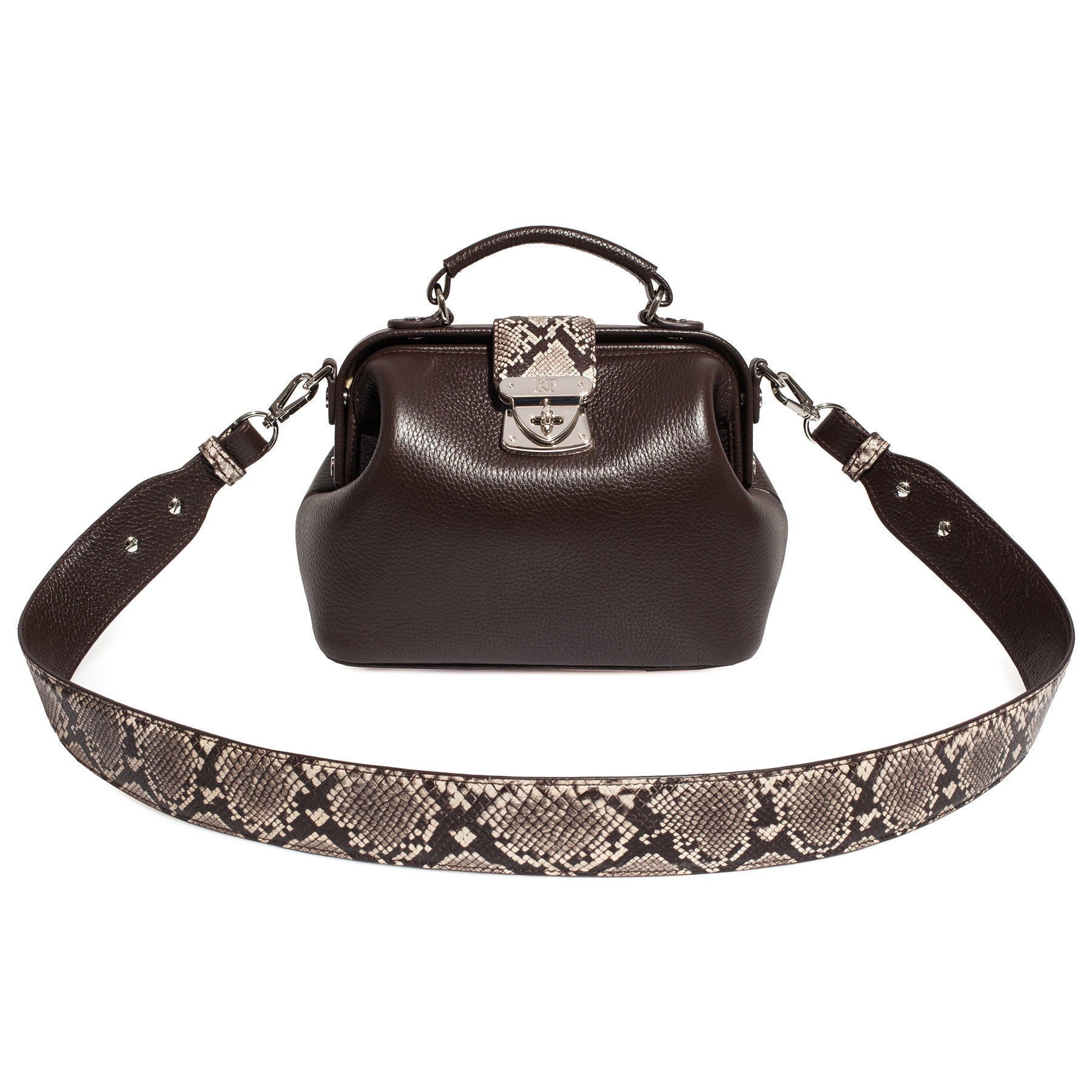 Leather doctor bag for women, Brown Leather Shoulder Bag, Women's Leather doctor bag, Leather bag KF-5399 - Image 2