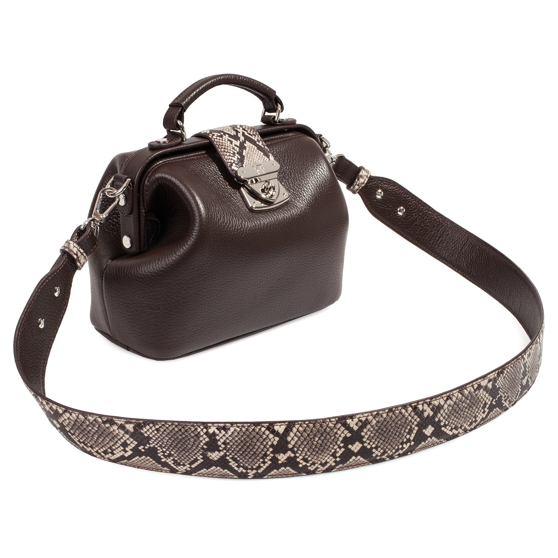 Leather doctor bag for women, Brown Leather Shoulder Bag, Women's Leather doctor bag, Leather bag KF-5399 - Image 3